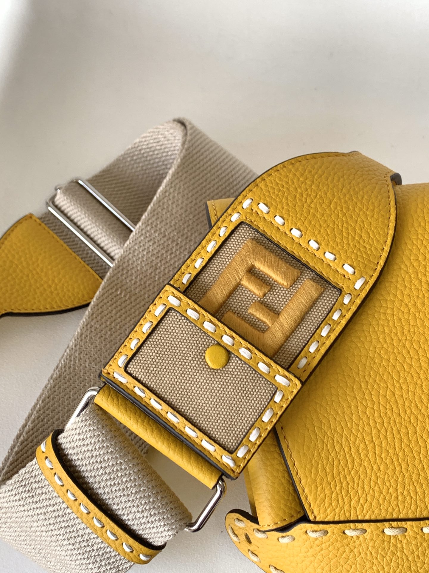 Fendi Peekaboo ISeeU Mini Yellow Selleria Bag with 220 Hand-sewn Topstitches